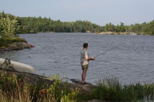 Person fishing from shore
