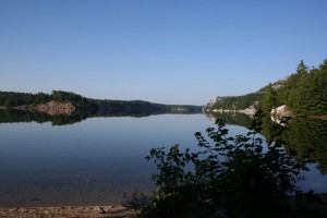 View up George Lake on a bright morning