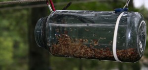 Nalgene bottle hanging from a rope.