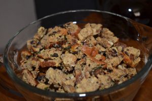 Casserole pieces in a bowl