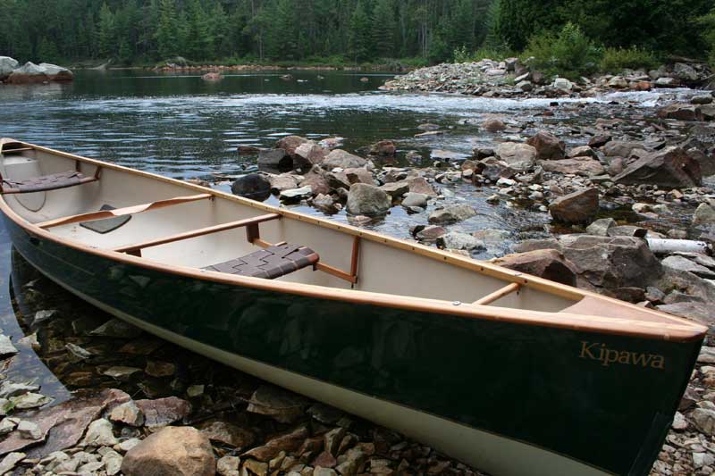 Canoe on rocks
