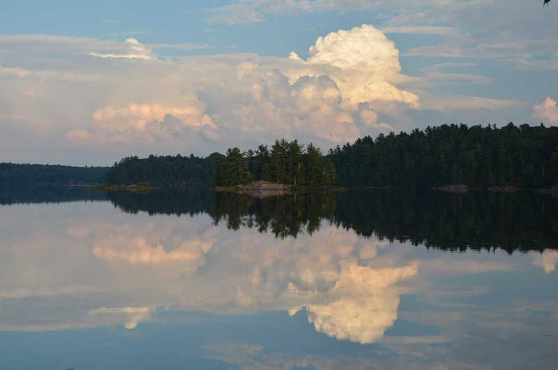 clouds reflected on the water