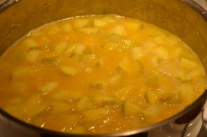 Soup cooking in a pot