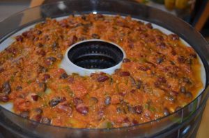 chili on dehydrator trays