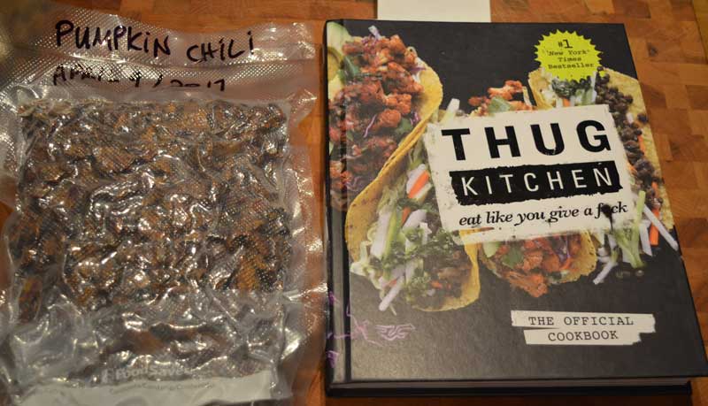 Vacuumed sealed chili and cookbook