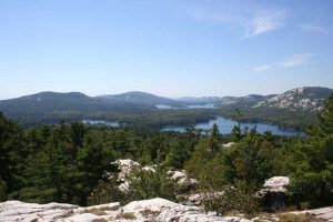 view of lakes in the distance from a high point