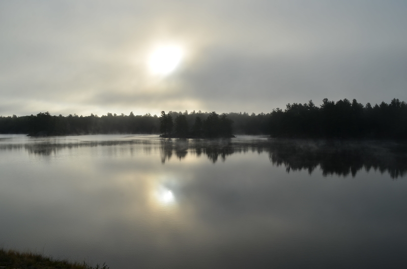 lake in the mist in morning