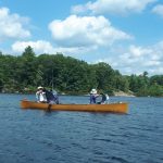 Yellow canoe and blue sky