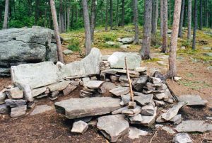 Rock furniture at a campsite