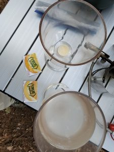 Wine glasses on a metal table