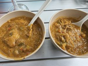 Two bowls of chicken gumbo