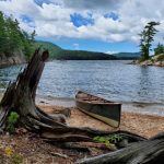 Canoe on a rock beach